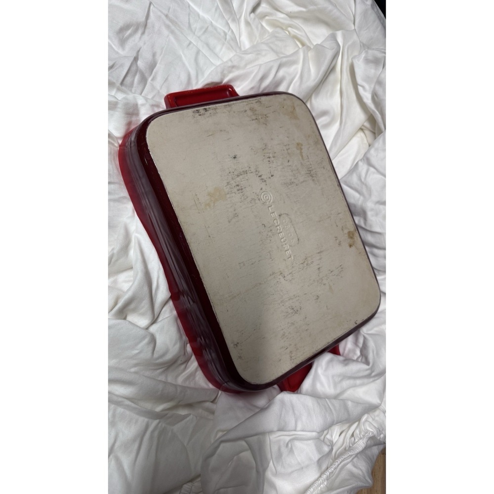 Vtg Le Creuset Rectangular Cerise Red Baking Casserole Dish 10x7x2